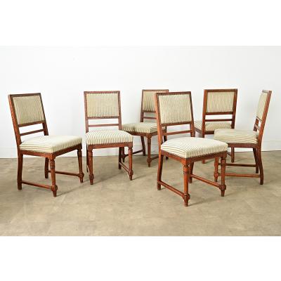 French 19th Century Set of Six Carved Oak Dining Chairs