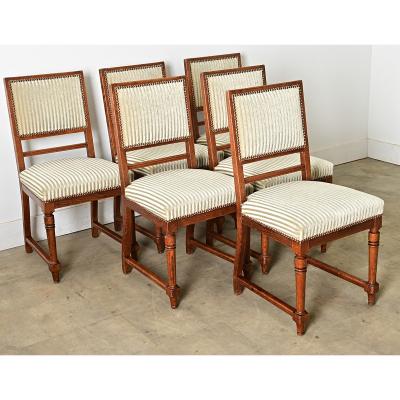 French 19th Century Set of Six Carved Oak Dining Chairs
