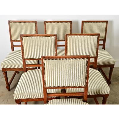 French 19th Century Set of Six Carved Oak Dining Chairs