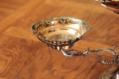 French 19th Century Silver Epergne with Pierced Foliage and Scrolling Motifs