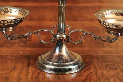 French 19th Century Silver Epergne with Pierced Foliage and Scrolling Motifs