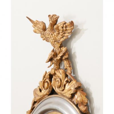 French 19th Century Silver Gold Gilt Oval Mirror