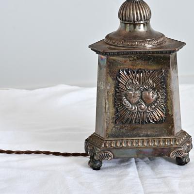 French 19th Century Silverplate Altar Candlestick Lamps