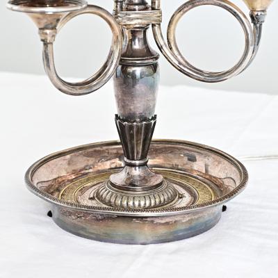 French 19th Century Silverplate Bouillotte Table Lamp