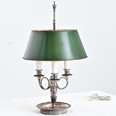 French 19th Century Silverplate Bouillotte Table Lamp