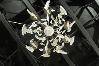 French 19th Century Six Light Crystal Chandelier with Silvered Iron Armature