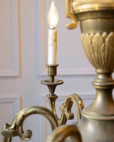 French 19th Century Six Light Iron Chandelier with Spiral and Scrolling Arms