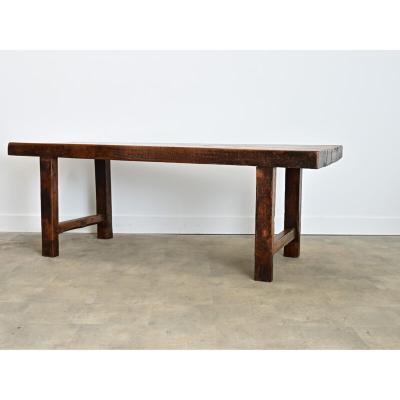 French 19th Century Solid Beech Farm Table