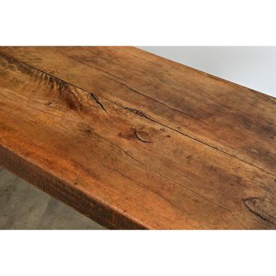 French 19th Century Solid Beech Farm Table