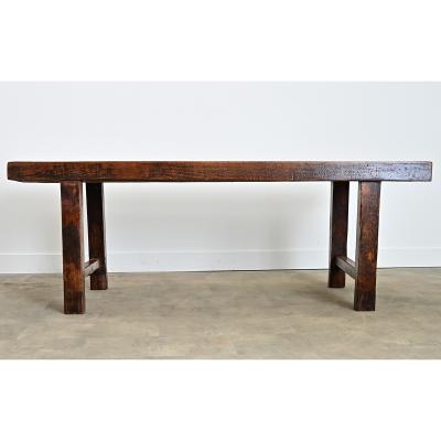 French 19th Century Solid Beech Farm Table