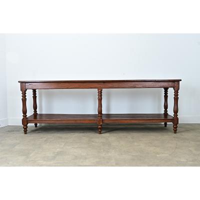 French 19th Century Solid Oak Drapery Table