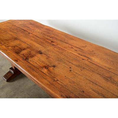 French 19th Century Solid Oak Trestle Base Table
