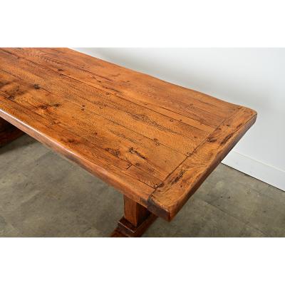French 19th Century Solid Oak Trestle Base Table