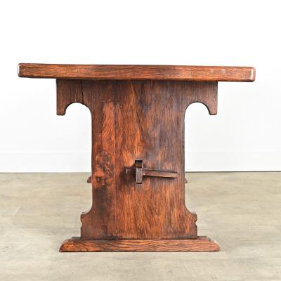 French 19th Century Solid Oak Trestle Table