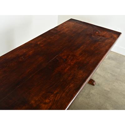 French 19th Century Solid Oak Trestle Table