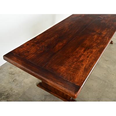 French 19th Century Solid Oak Trestle Table