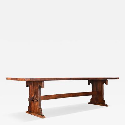 French 19th Century Solid Oak Trestle Table