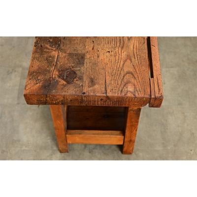 French 19th Century Solid Oak Workbench