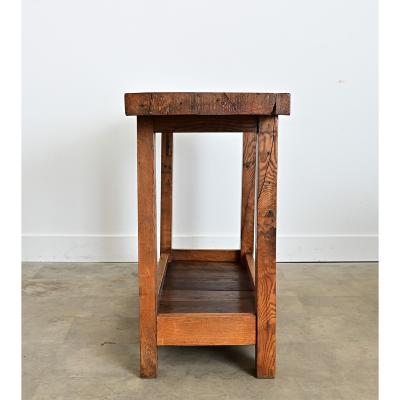French 19th Century Solid Oak Workbench