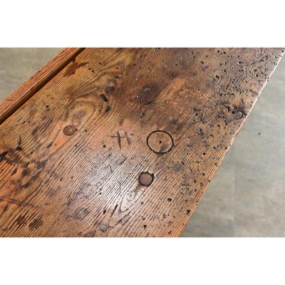 French 19th Century Solid Oak Workbench