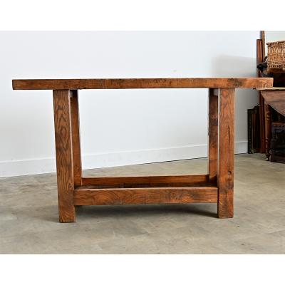French 19th Century Solid Oak Workbench