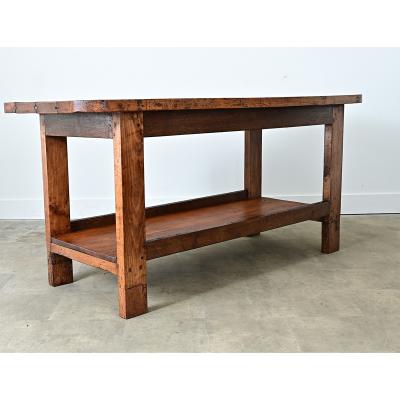 French 19th Century Solid Oak Workbench