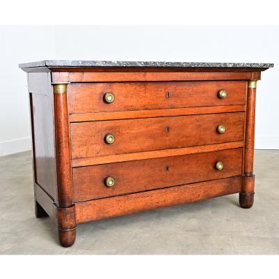 French 19th Century Solid Walnut Empire Commode