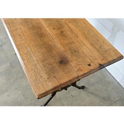 French 19th Century Tavern Table with Oak Top