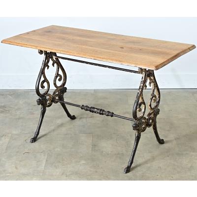 French 19th Century Tavern Table with Oak Top