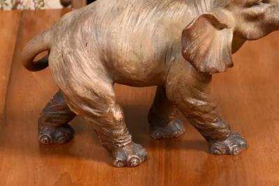 French 19th Century Terracotta Sculpture Depicting a Walking Asian Elephant