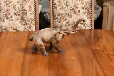 French 19th Century Terracotta Sculpture Depicting a Walking Asian Elephant