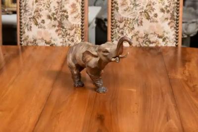 French 19th Century Terracotta Sculpture Depicting a Walking Asian Elephant