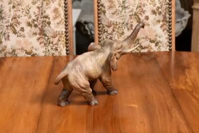 French 19th Century Terracotta Sculpture Depicting a Walking Asian Elephant