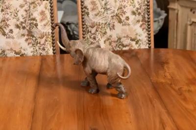 French 19th Century Terracotta Sculpture Depicting a Walking Asian Elephant