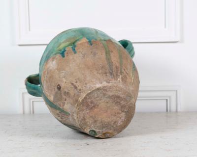 French 19th Century Turquoise and Green Glaze Confit Pot