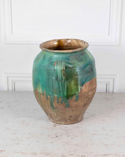 French 19th Century Turquoise and Green Glaze Confit Pot