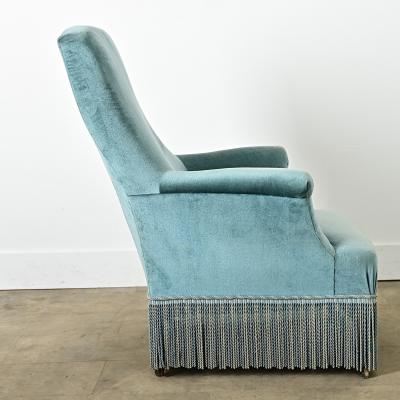 French 19th Century Velvet Armchair with Fringe