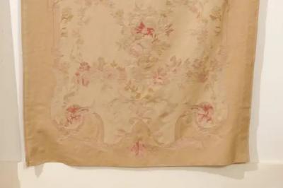 French 19th Century Vertical Hand Woven Tapestry with Floral D cor and Volutes