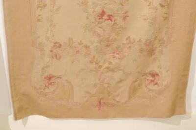 French 19th Century Vertical Hand Woven Tapestry with Floral D cor and Volutes