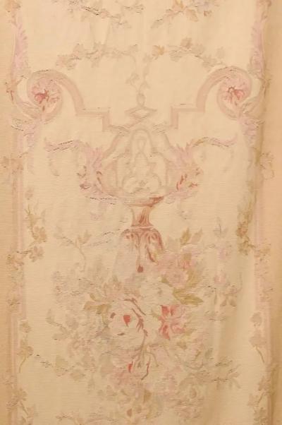 French 19th Century Vertical Hand Woven Tapestry with Floral D cor and Volutes