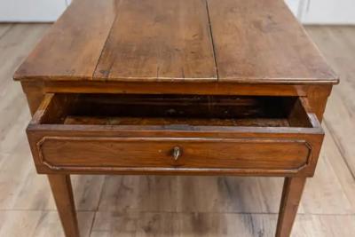 French 19th Century Walnut Desk with Carved Apron and Lateral Drawer