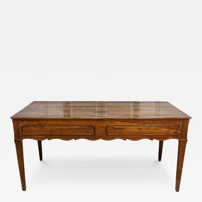 French 19th Century Walnut Desk with Carved Apron and Lateral Drawer