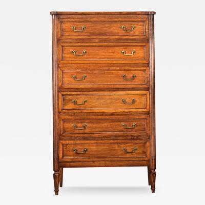 French 19th Century Walnut Tall Chest of Drawers