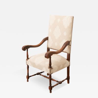 French 19th Century Walnut Upholstered Fauteuil