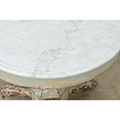French 19th Century White Marble Top Gueridon with Painted Finish