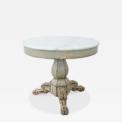 French 19th Century White Marble Top Gueridon with Painted Finish