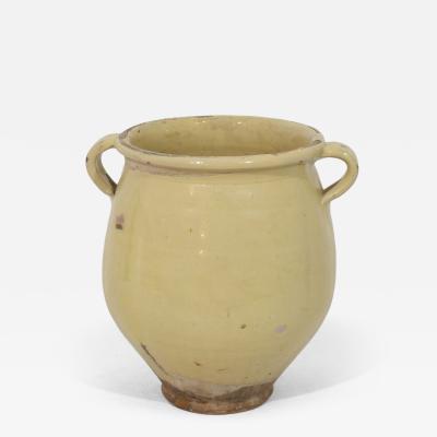 French 19th Century Yellow Cream Glazed Ceramic Storage Jar pot