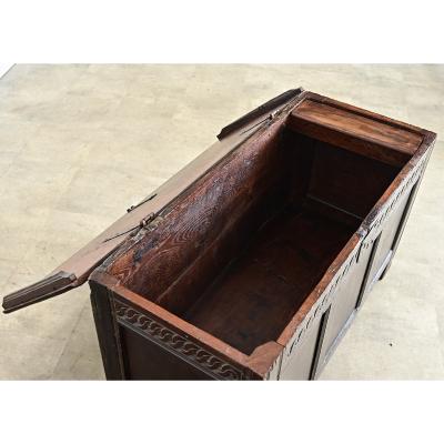 French 19th Century or Earlier Carved Oak Coffer