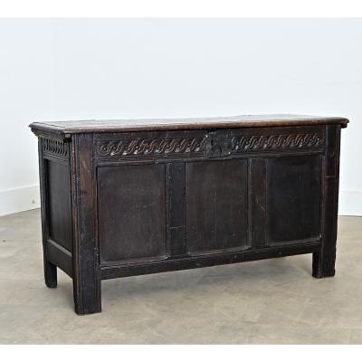 French 19th Century or Earlier Carved Oak Coffer