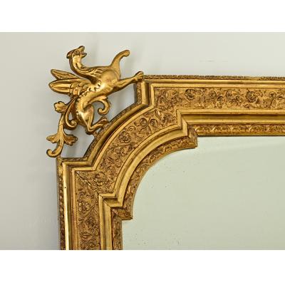 French 19th Gilt Mantel Mirror with Gryphons